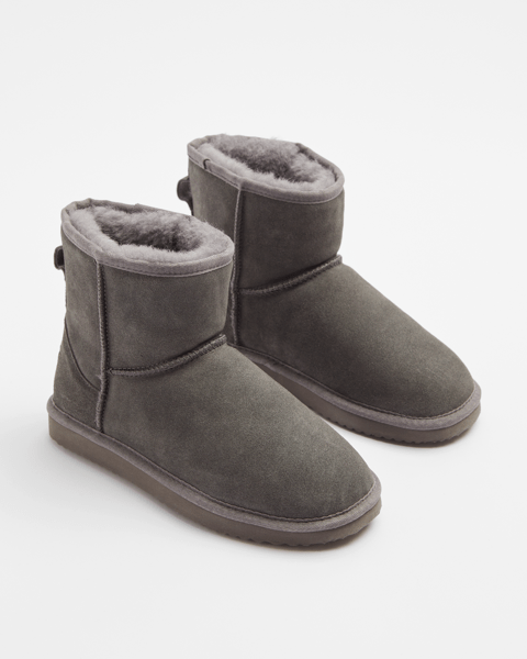 Womens Sheepskin and Leather Slipper Boot Grey