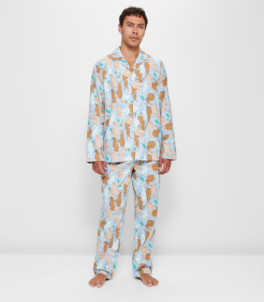 Family Matching Mens Checkered Cotton Flannelette Pyjama Set - Blue ...
