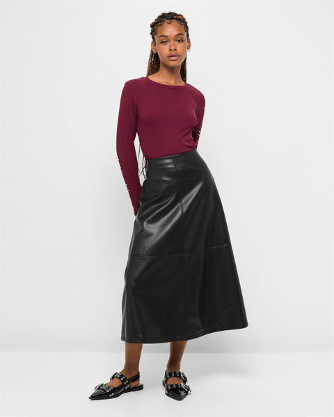 Mini Skirt Petite Midi Leather Skirt Petites A-Line PU Midi Skirt