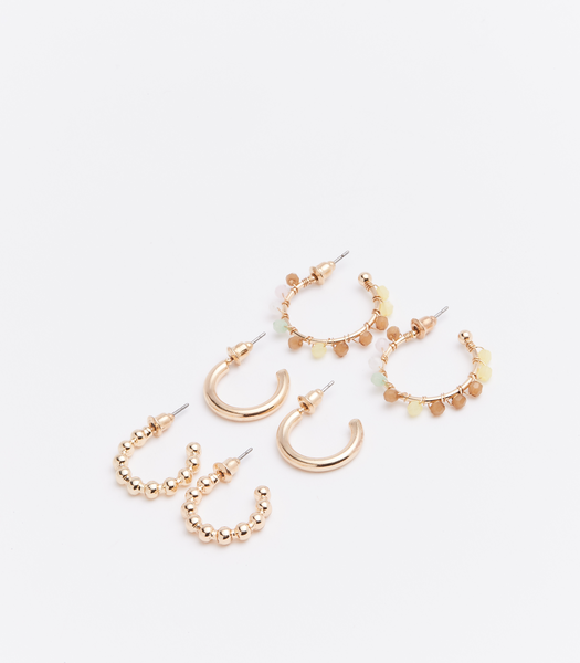 3 Pack Beaded Gold Hoop Earrings | Target Australia