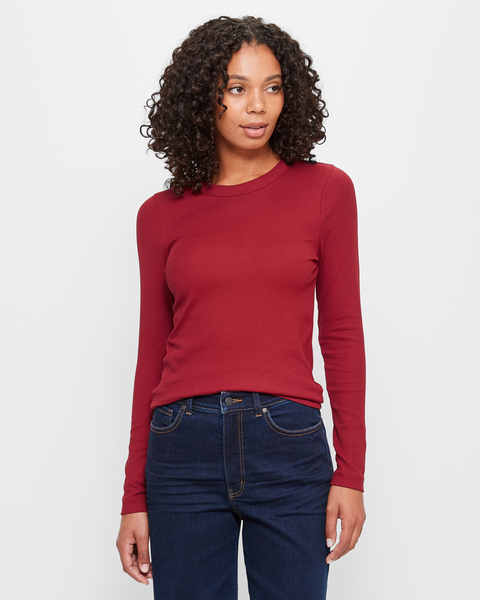 Australian Cotton Long Sleeve Rib Layering T-Shirt | Target Australia