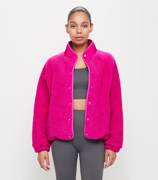 Pink teddy fleece on sale jacket