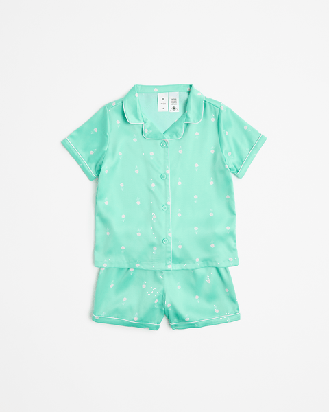 Satin Pyjama Set - Green Floral | Target Australia