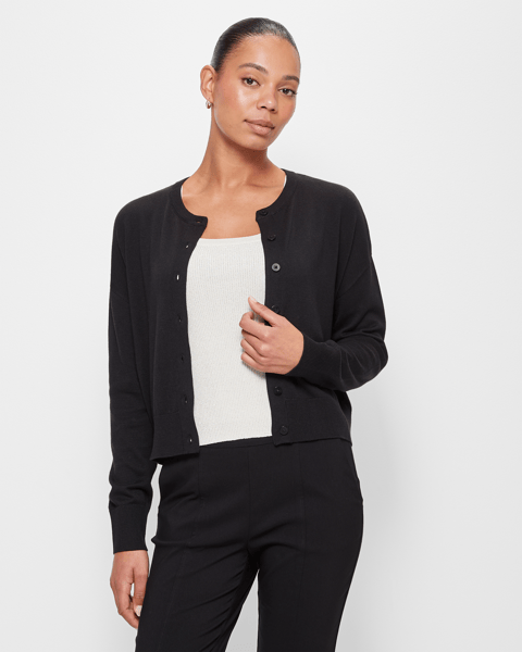 Long Sleeve Crew Neck Rib Cardigan - Preview | Target Australia