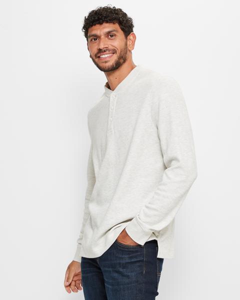 トップス Waffle henley neck long sleeve t-shirt The North Face Mens Waffle Knit Henley Long Sleeve T-Shirt