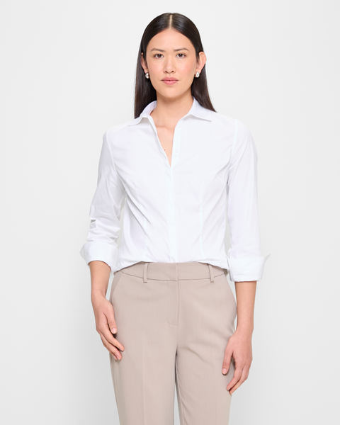 Long Sleeve Fitted Shirt - Preview - White | Target Australia