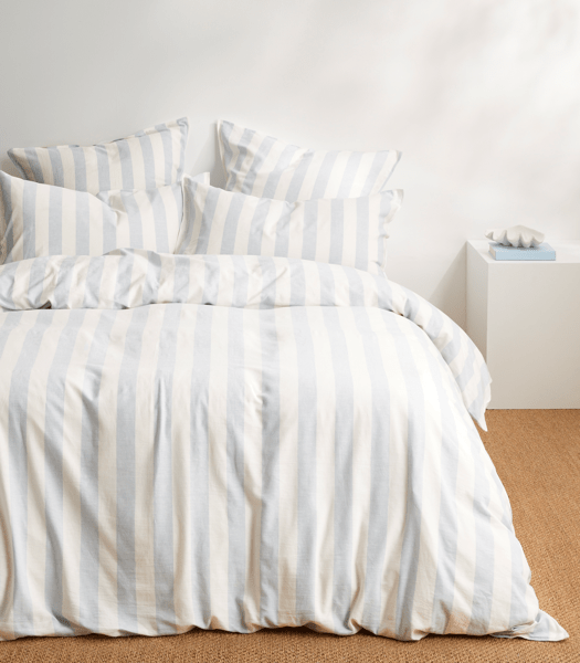 Reid Stripe Linen/Cotton Quilt Cover Set Blue Target Australia