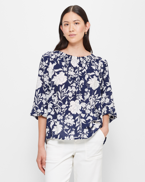 Shirred Neck Puff Sleeve Blouse | Target Australia