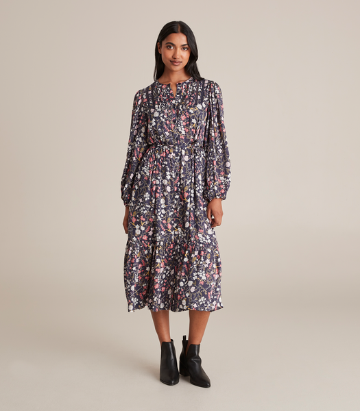 Long Sleeve Pintuck Midi Dress | Target Australia