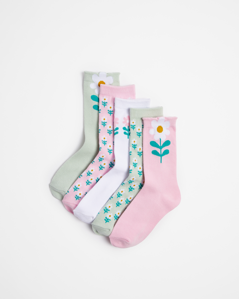 Kids Patterned Crew 5 Pack Socks - Maxx | Target Australia