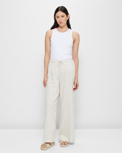 Linen Blend Wide Leg Cargo Pants - Flax Cross Dye | Target Australia