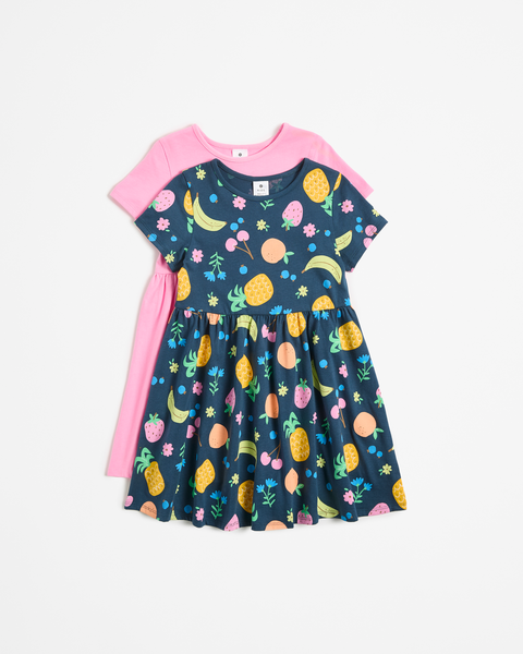 Australian Cotton Print Dress 2 Pack - Navy Pink Fruit | Target Australia