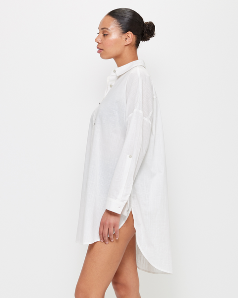 white oversized beach shirt