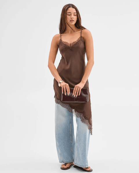 Lily Loves Satin Lace Trim Cami Midi Dress | Target Australia