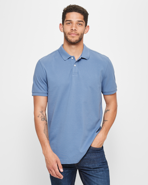 Australian Cotton Pique Polo Shirt - Mid Blue | Target Australia