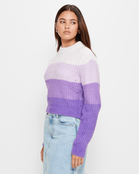 Fluffy Stripe Slouch Knit Jumper Lily Loves
