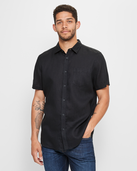 European Linen Shirt - Black | Target Australia