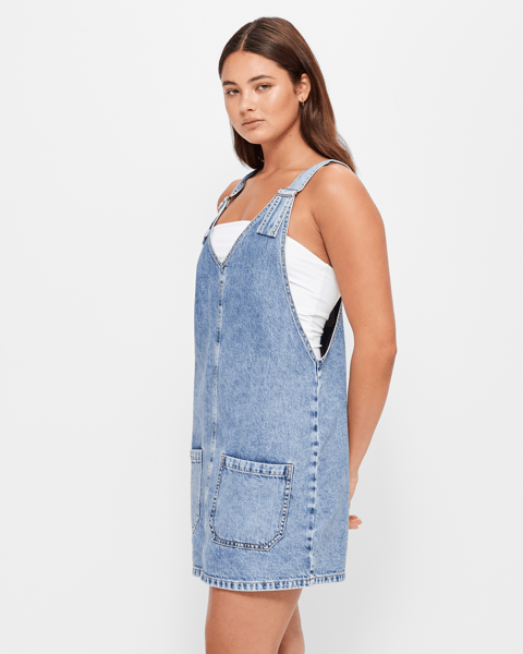 denim pinafore dress winter Whistles Denim Pinafore Dress Denim Size 10