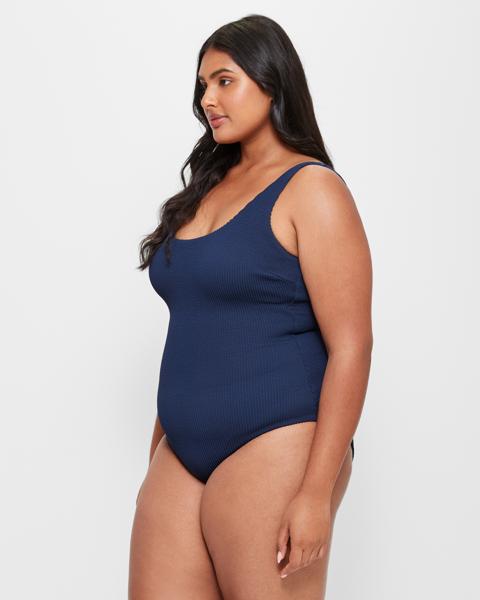 Crinkle One Piece Scoop Swim Bathers Navy Blue Target Australia