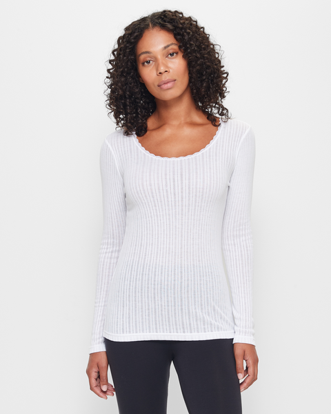 Women's long sleeve hot sale white thermal top