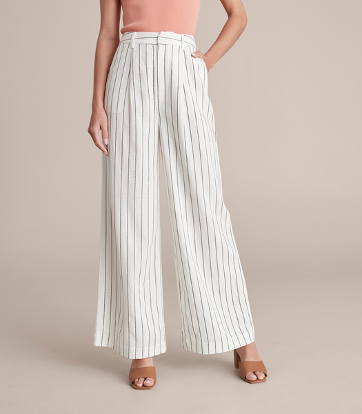 Preview Linen Blend Pinstripe Wide Leg Trousers | Target Australia