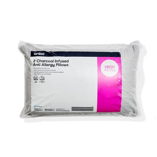 Charcoal Infused Anti Allergy Pillows, 2 Pack Anko Target Australia