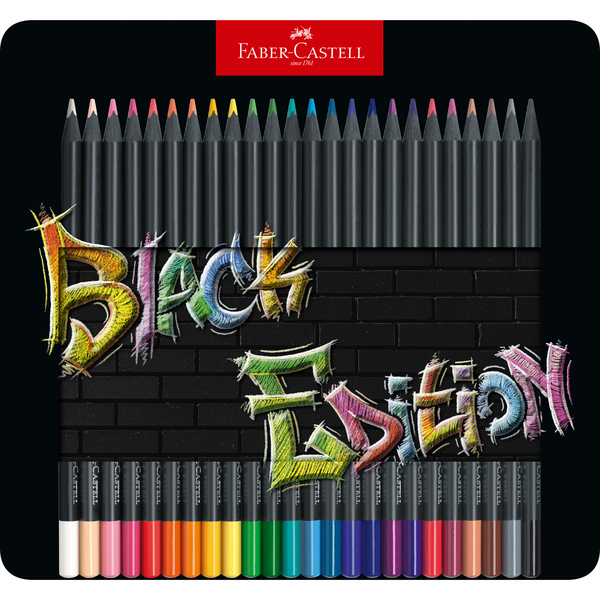 Faber-Castell Black Edition Coloured Pencils Tin of 24 | Target Australia