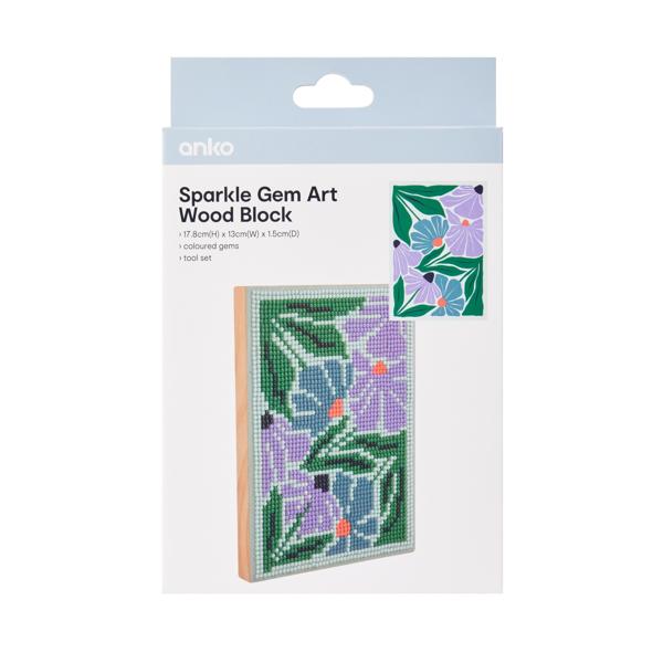 Sparkle Gem Art Wood Block, Floral Anko Target Australia