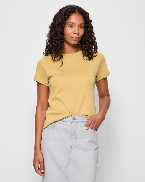 Australian Cotton Interlock Neat T-Shirt - Golden Yellow