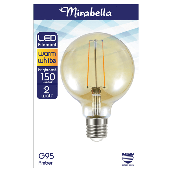 Mirabella E27 G95 2W Vintage Style Filament Amber Bulb Target Australia