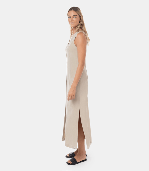 Linen Blend Button Through Sleeveless Maxi Dress - Piping Hot | Target  Australia