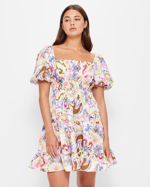 European Linen Blend Puff Sleeve Mini Dress - Lily Loves | Target Australia