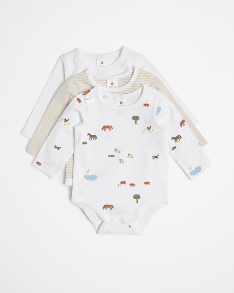 Baby Organic Cotton Bodysuits 3 Pack | Target Australia