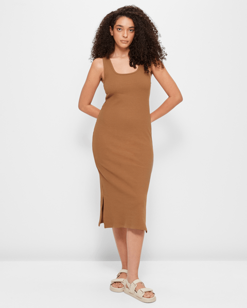 Square Neck Rib Midi Dress | Target Australia