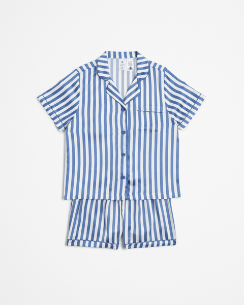 Blueberry Stripe - Reverie Set <br> Kids Bow-tie Cotton Pajama Set main image 1