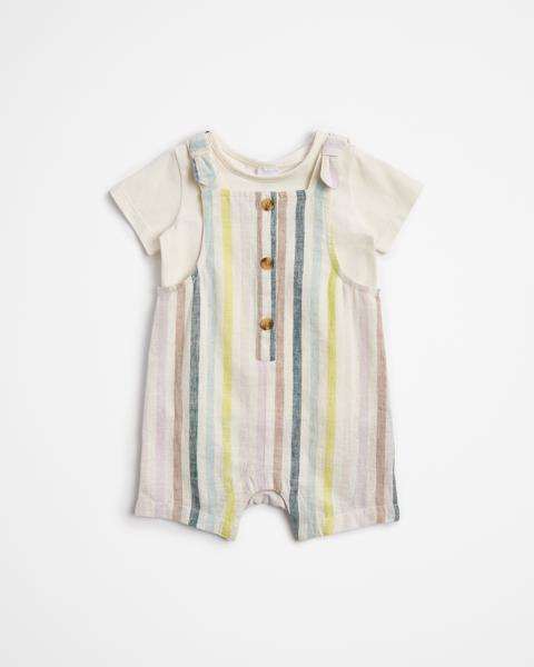 Baby Linen Blend Romper and Tshirt 2 Piece Set Target Australia
