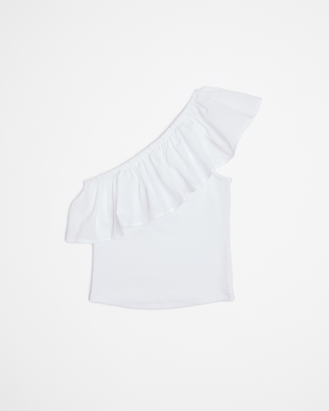 White frill best sale one shoulder top