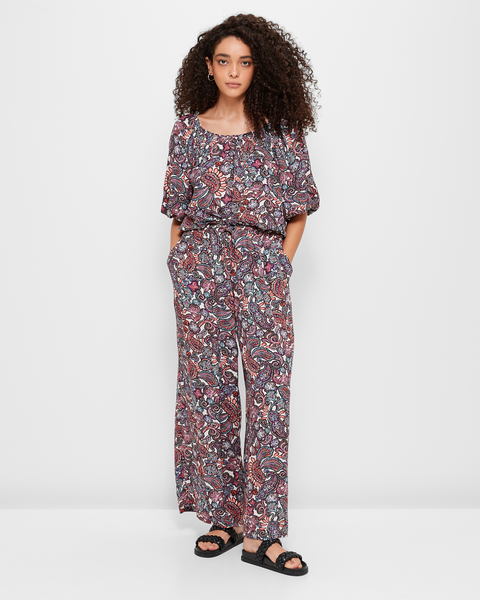 Crinkle Wide Leg Pants - Minnie Floral | Target Australia