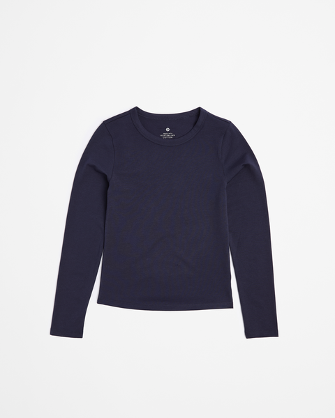 Australian Cotton Long Sleeve Top - Navy Blue