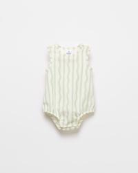 Cream/Green Wave Stripe