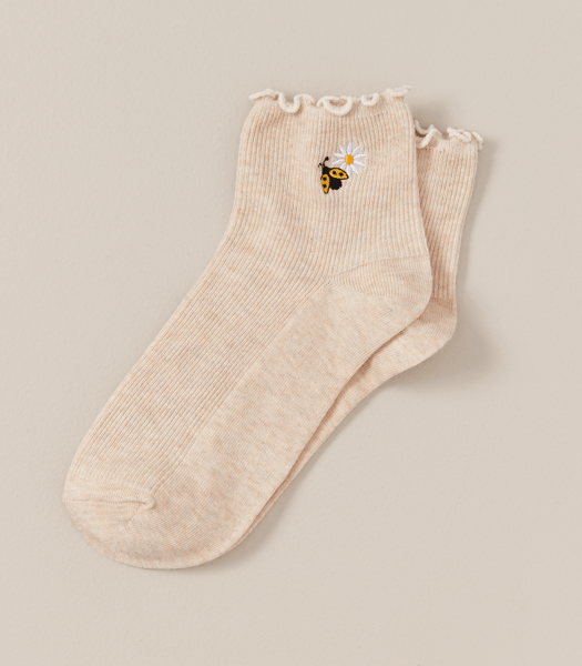 Embroidered Frill Quarter Crew Cut Socks ACLab Target Australia
