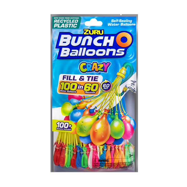 Crazy Bunch O Balloons 100 Rapid-Filling Self-Sealing Water Balloons (3 ...