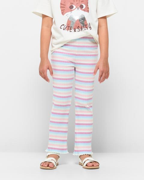 Australian Cotton Rib Flare Leggings - Multi Stripe