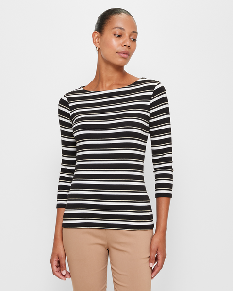 3/4 Sleeve Boat Neck Top - Preview | Target Australia