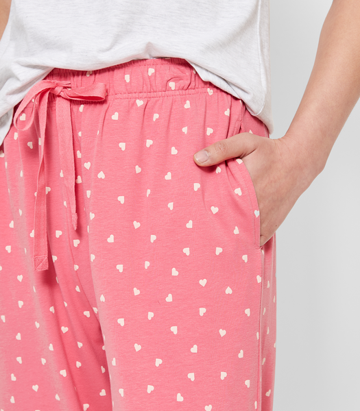 7/8 Length Pyjama Pants - Love Hearts