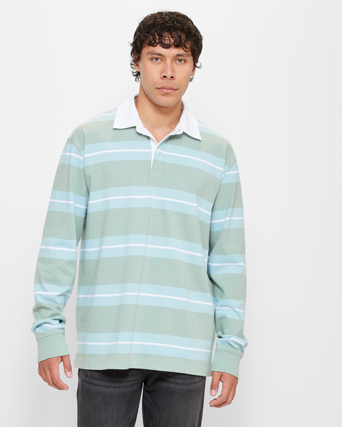 Long Sleeve Stripe Rugby Polo Top - Commons | Target Australia