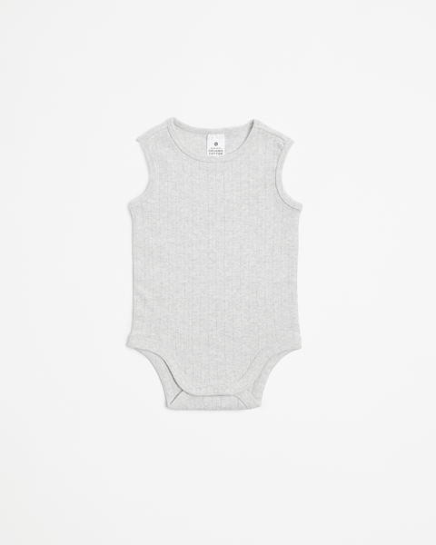 Organic Cotton Short Sleeves Baby Pointelle Bodysuit Ecru