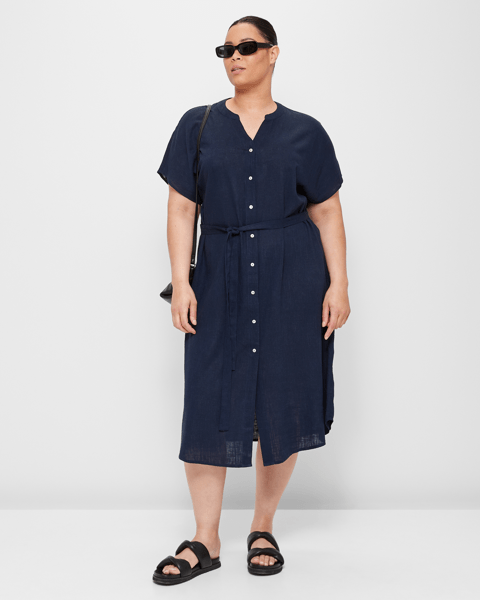 Curve Linen Blend Shirt Dress | Target Australia