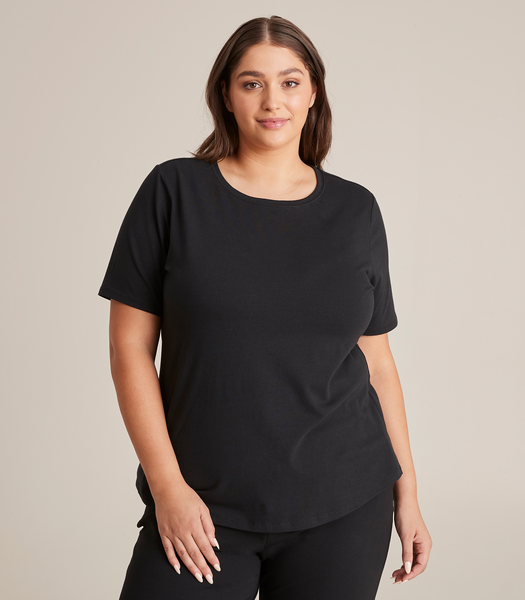 Curve Organic Cotton Short Sleeve Crew T-Shirt - Black | Target Australia
