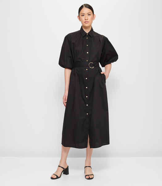 Gathered Detail Belted Shirt Dress - Preview - Black | Target Australia